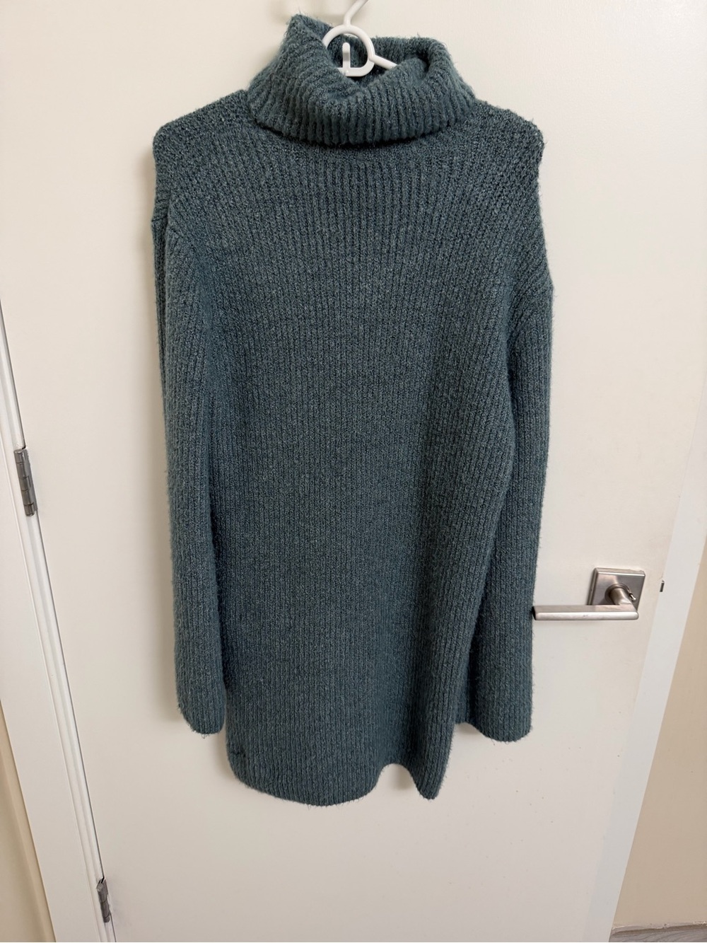 Steve Madden Teal Ribbed Turtleneck Sweater Dress